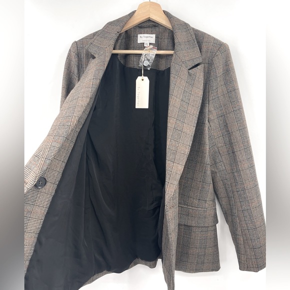 NWT By Together Blazer Oversized Plaid Double-Breasted Blazer Prince of Wales - Picture 6 of 12
